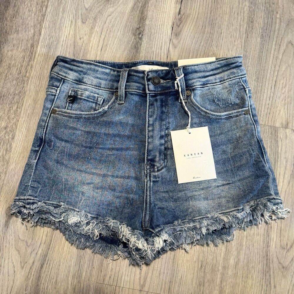NEW KanCan Blue Denim High Rise Cutoff Shorts Size Medium M 26"